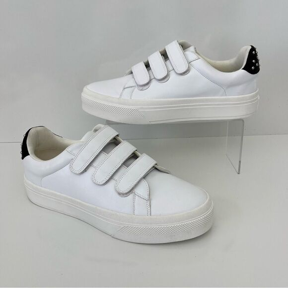 JSLIDES Gennie Studded Platform Sneaker in White Faux Leather Size 10 - Picture 3 of 14